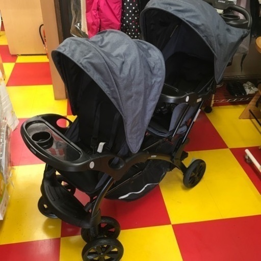 カトージ ベビーカー 二人でゴーDX（デニム）レインカバー付　②