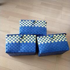 フタ付き収納バスケット　３個セットの画像