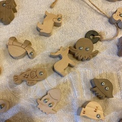 木のおもちゃ　お魚釣り　動物もいます。の画像