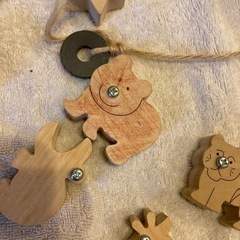 木のおもちゃ　お魚釣り　動物もいます。の画像