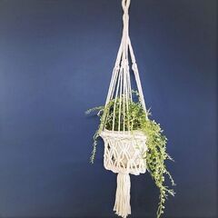 破格！　バリ職人手編みマクラメプラントハンギング(S・５号鉢サイズ・新品未使用)の画像