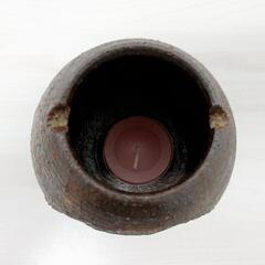 ☆T2206☆ 香炉 香立て 和風キャンドル　受け皿付　茶色の画像