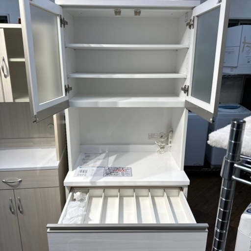 ▼値下げ▼レンジボード ニトリ リガーレ キッチン収納 食器棚 引き出し収納 ダストワゴン(35L×3)付き 約幅81cm 総額103