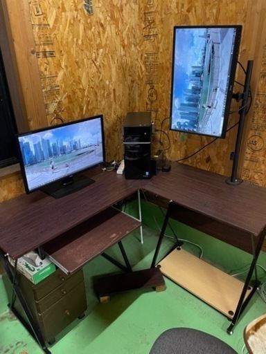 山形県 山形市 パソコンデスク PCデスク L字 L型 コーナー キーボード置き