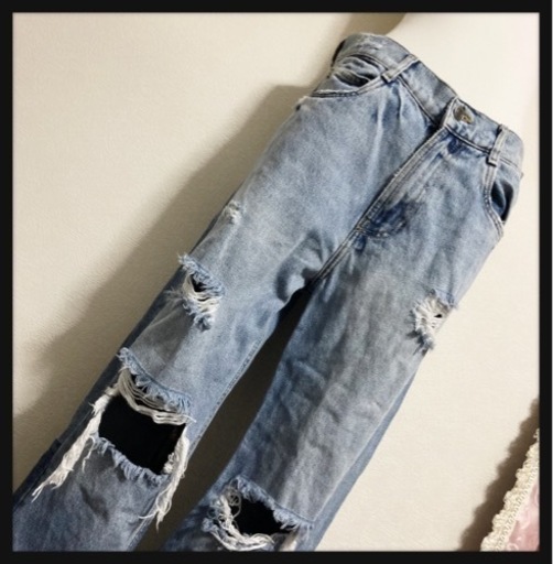ご購入者様決定꒰ZARA TRF DENIM꒱ハイウエスト ダメージデニムパンツ ジーンズ