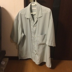 メンズ　半袖シャツ　水色　L