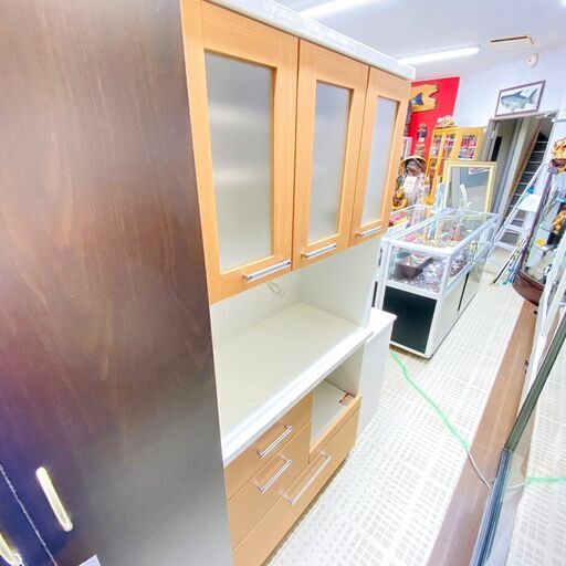 2/10ニトリ キッチンボード NBANDA-90KR 食器棚 家具