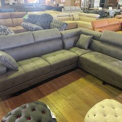 人気カウチソファー！やっと入荷しました！ファブリックレザー！グレー