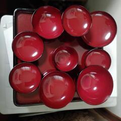 お食い初め　ひな祭り　漆塗り　お盆　お椀　骨董品　食器　骨董品　の画像