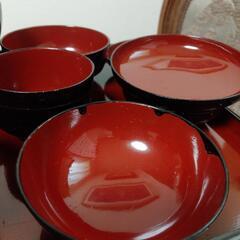 お食い初め　ひな祭り　漆塗り　お盆　お椀　骨董品　食器　骨董品　の画像