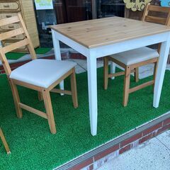 イケア IKEA レールハムン　LERHAMN  テーブル椅子2...