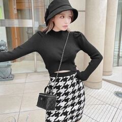 千鳥柄ニットワンピースの画像