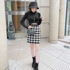 千鳥柄ニットワンピースの画像