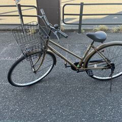 【リサイクルショップどりーむ天保山店】●437●　自転車　ママチャリ　ベル付き　ライト付き　カゴ付き　茶色　