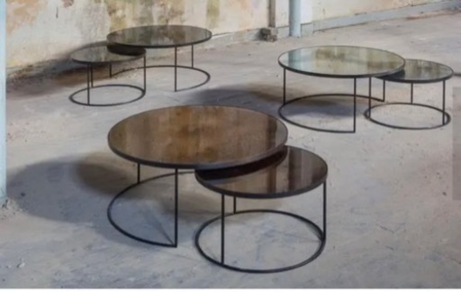 notremondeエイジドミラーラウンドネスト　ミラーテーブル（ブロンズ）