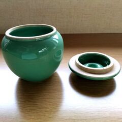 保存瓶  小瓶  陶器  緑 程度極上  浅漬けなどにの画像