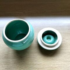 保存瓶  小瓶  陶器  緑 程度極上  浅漬けなどにの画像