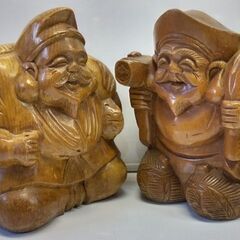 ☆大黒様・えびす様　２体セット　木製・木彫り　中古品　