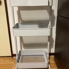 ニトリ　高さが調整できるスチールワゴン　グレー