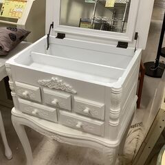 アンティーク調ドレッサーデスク ネコ脚 引き出し付 WH【ユーズド