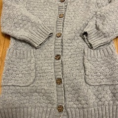 キムラタン　80サイズ　グレー　コットン編みボタンカーディガン　子供服の画像