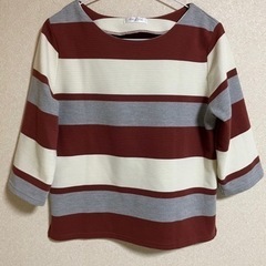 ボーダーカットソー　OFUON　七分袖　38サイズ