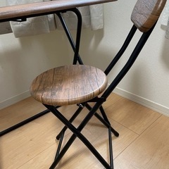 折りたたみ デスク & チェア セット 木目調の画像