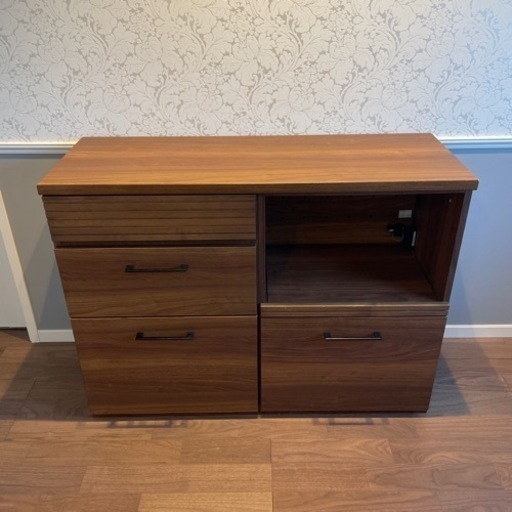 お洒落 キッチンカウンター （幅120cm） ウォルナット キッチン収納 キッチンボード キャビネット