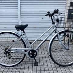 【27インチ自転車】6段変速付き　美品❗️大きめ前かご使用　スペ...