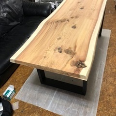 値下げ 秋田杉 W190サイズ 無垢 一枚板ダイニングテーブル 近場配送無料の画像