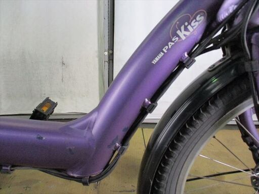 C314★整備済み　中古電動子乗せ３人乗り自転車★ヤマハ　pas kiss【20インチ 8.7ah　パープル 】