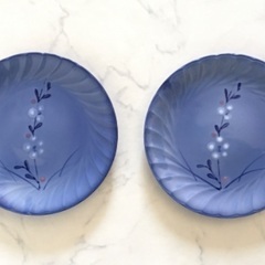 和皿　青　花柄　二枚セット