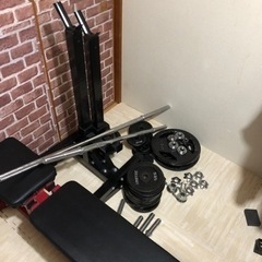 ベンチプレス　ラック　バーベル110kg ダンベルセット 