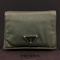 PRADA プラダ モスグリーン コンパクト折財布 カードケース...