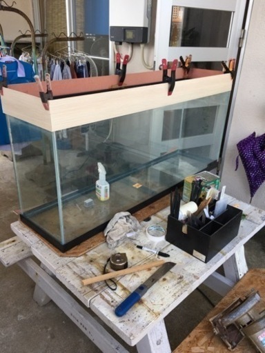 値段交渉有！W123cm xD33cm xH52cm(59.5cm)水槽　中古