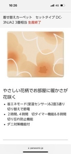 Panasonic 電気カーペット　DC-3NJA2-C