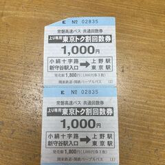 常磐高速バス（小絹ー東京）2枚