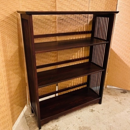 【売約済み】　九州民芸家具 縦格子 本棚 ミズメザクラ 無垢材 格子 飾棚 茶棚 シェルフ 書棚 サイドボード 収納家具 和家具 水目桜 検　アンティーク　松本民芸　松民　オープンシェルフ