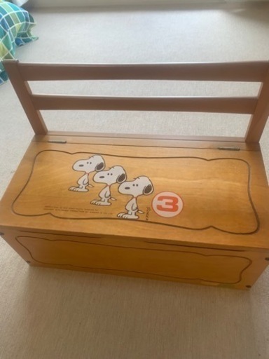 スヌーピー木製収納付きベンチ椅子