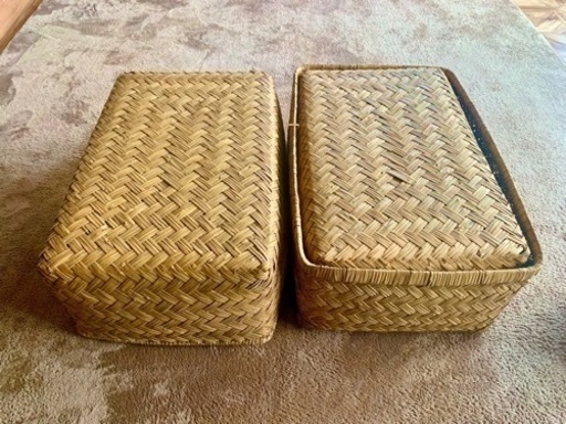 柳行李　蓋つき　2つセット　つづら　竹籠