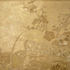汕頭刺繍 草花柄 和装 帯 六通 長さ 約437cm 幅 約31cm 中国三大刺繍 スワトウ刺繍 中古 苫小牧西店の画像