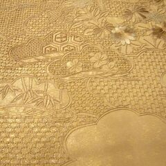 汕頭刺繍 草花柄 和装 帯 六通 長さ 約437cm 幅 約31cm 中国三大刺繍 スワトウ刺繍 中古 苫小牧西店の画像