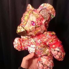 竹ひご・烏山和紙・友禅和紙を使ったテディベア🧸の画像