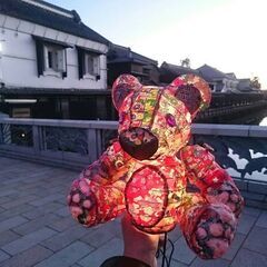 竹ひご・烏山和紙・友禅和紙を使ったテディベア🧸の画像