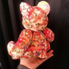竹ひご・烏山和紙・友禅和紙を使ったテディベア🧸の画像