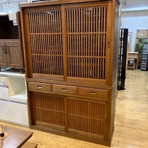 ⭐️国産日本製⭐️大川家具  2面食器棚 天然木 無垢材 タモ材　和モダンstyle