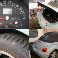 【希少車】ニュービートル　カブリオレ　VW　オープンカー　右ハンドル　水色　フォルクスワーゲン　アクエリアスブルー　オートマ車の画像