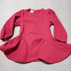 【新品】ワンピース　赤　韓国　子供服　100 リボン　女の子 クリスマスの画像