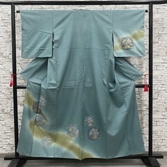 KMN-053 結城紬 訪問着 花柄 着物 身丈約150cm 