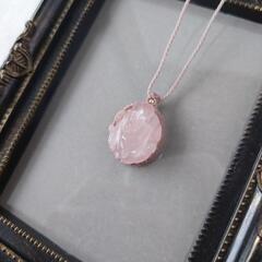 マクラメ編み　ネックレス　ローズクォーツ　ガネーシャさまの画像